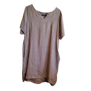 Lungo L'arno | Linen Lagenlook Popover Tunic Dress Hi Low Hem with Pockets